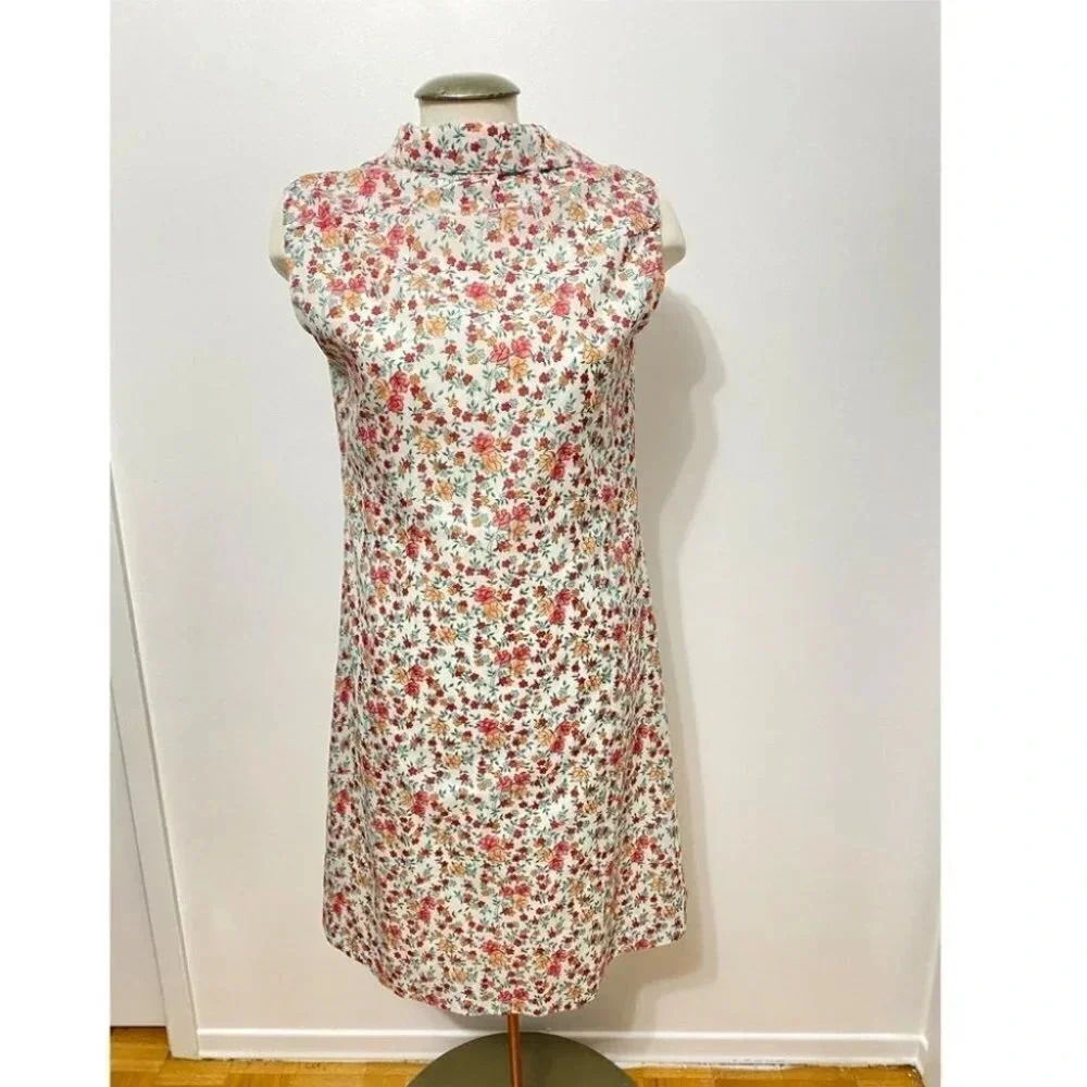 Vintage - Sleeveless Floral 60s Mod Dress